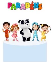 Topo de Bolo Panda e Caricas