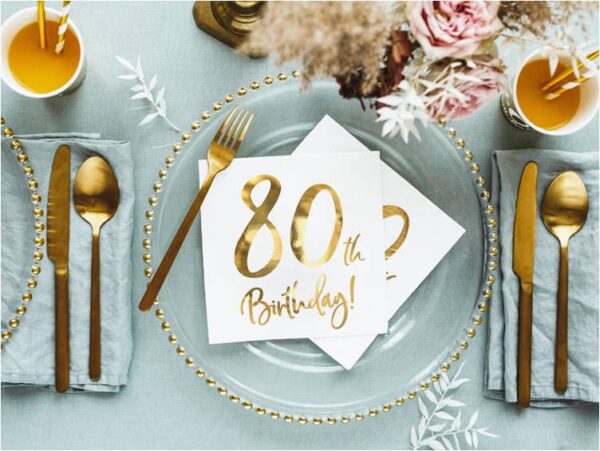 Guardanapos Aniversário 80 anos Ouro