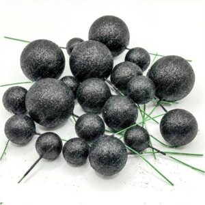 Topo Bolo Bolas Preto Glitter 20u.