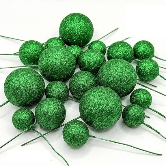 Topo Bolo Bolas Verde Glitter 20u.