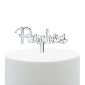 Topo Bolo Parabéns Prata