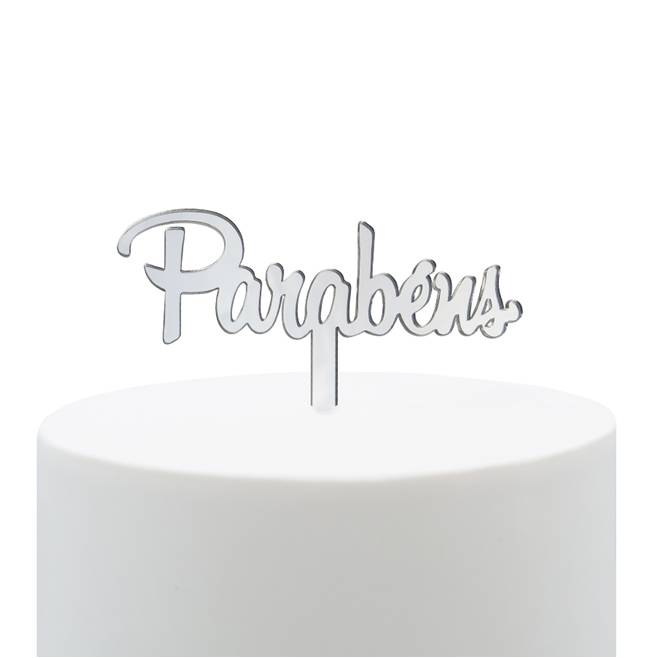 Topo Bolo Parabéns Prata