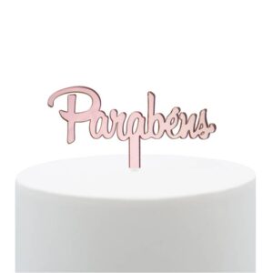 Topo Bolo Parabéns Rosa Ouro
