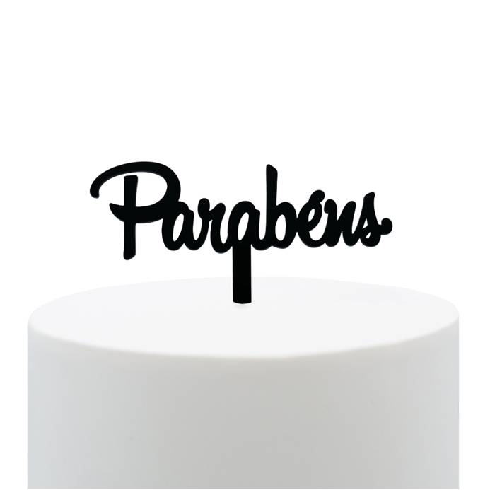 Topo Bolo Parabéns Preto